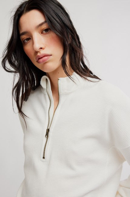 Free People Celeste Quarterzip in White
