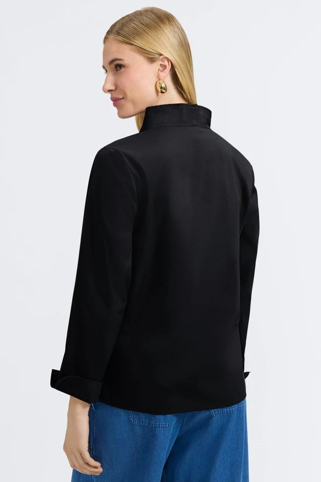 Tammy No Iron Stretch Long Sleeve Popover Shirt in Black