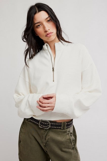Free People Celeste Quarterzip in White