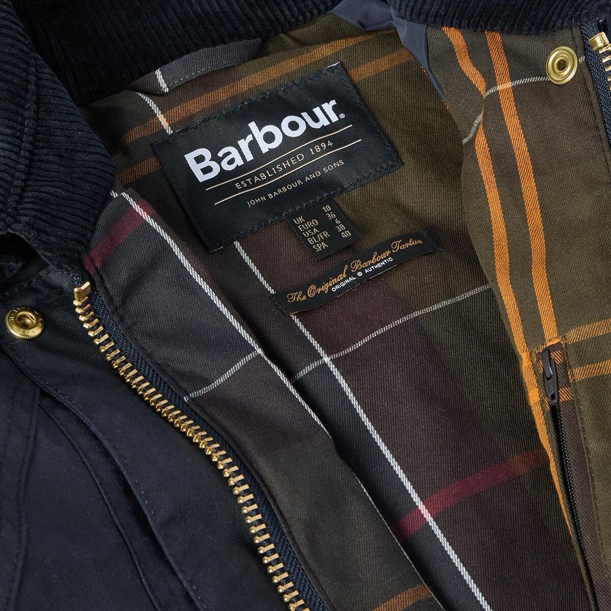 Barbour Cropped Beadnell Wax Jacket in Navy