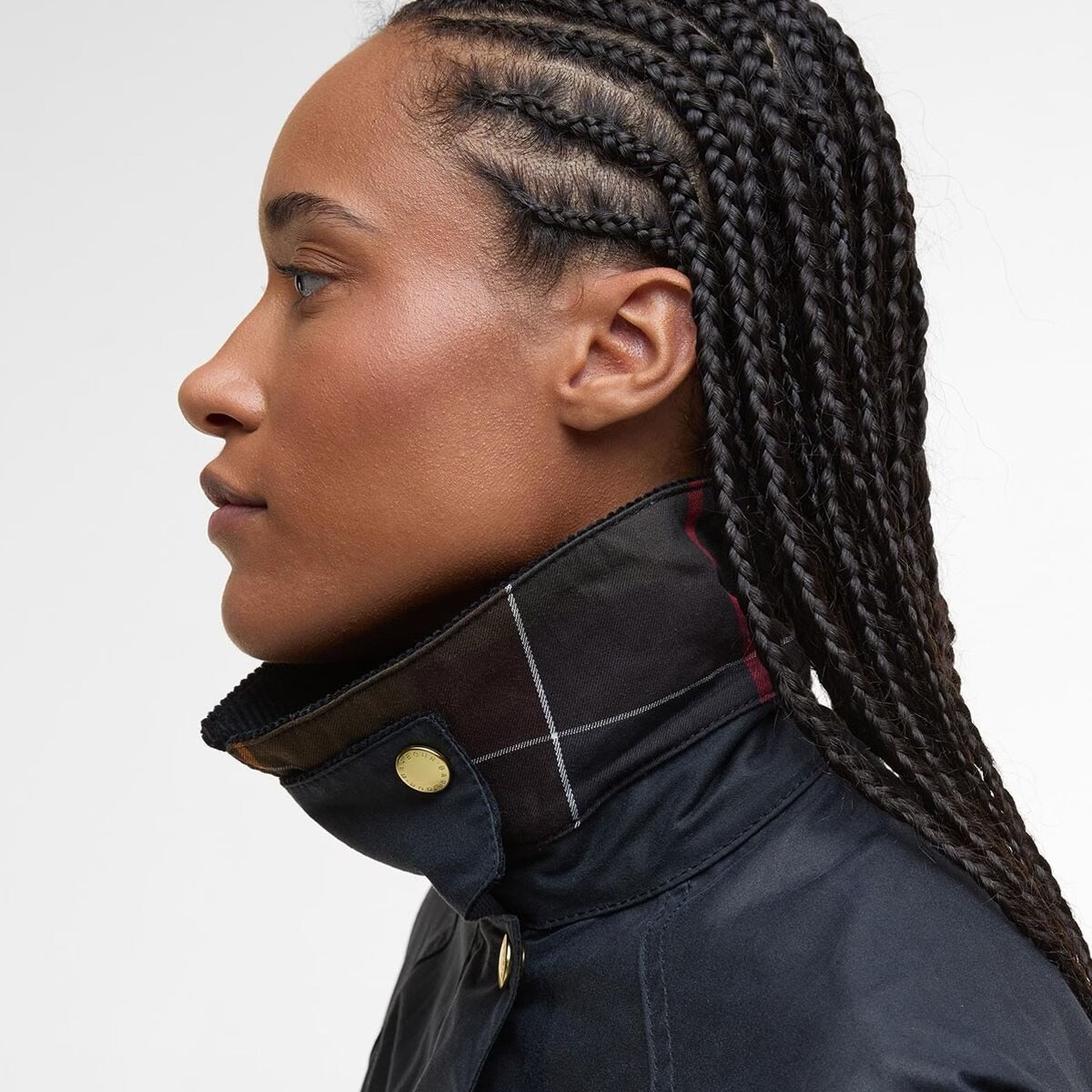 Barbour Cropped Beadnell Wax Jacket in Navy
