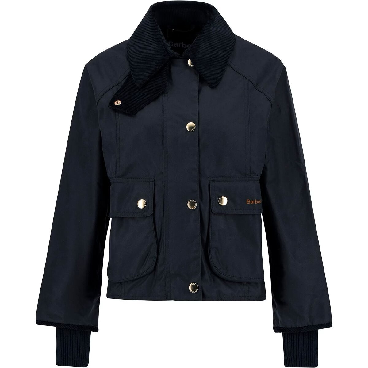 Barbour Cropped Beadnell Wax Jacket in Navy